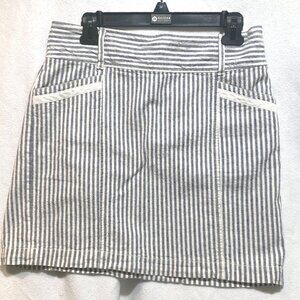 Ann Taylor Loft Blue & White Stripe linen skirt EUC Size 10